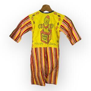 Romper Room Happy Jack Vintage Kids Costume Tie Back Striped Clown